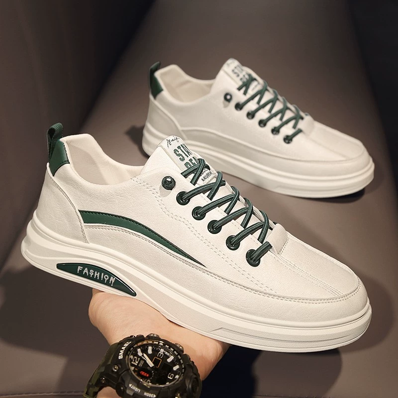 2024 new men's shoes, sports shoes, trendy, versatile, comfortable, breathable, casual leather shoes, lightweight soft-soled running shoes, sneakers