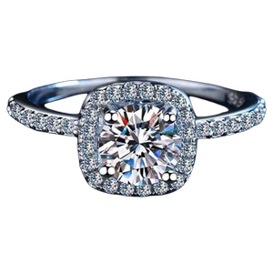 正品莫桑石戒指纯银公主方糖钻戒情人节七夕生日节日新款高级礼物