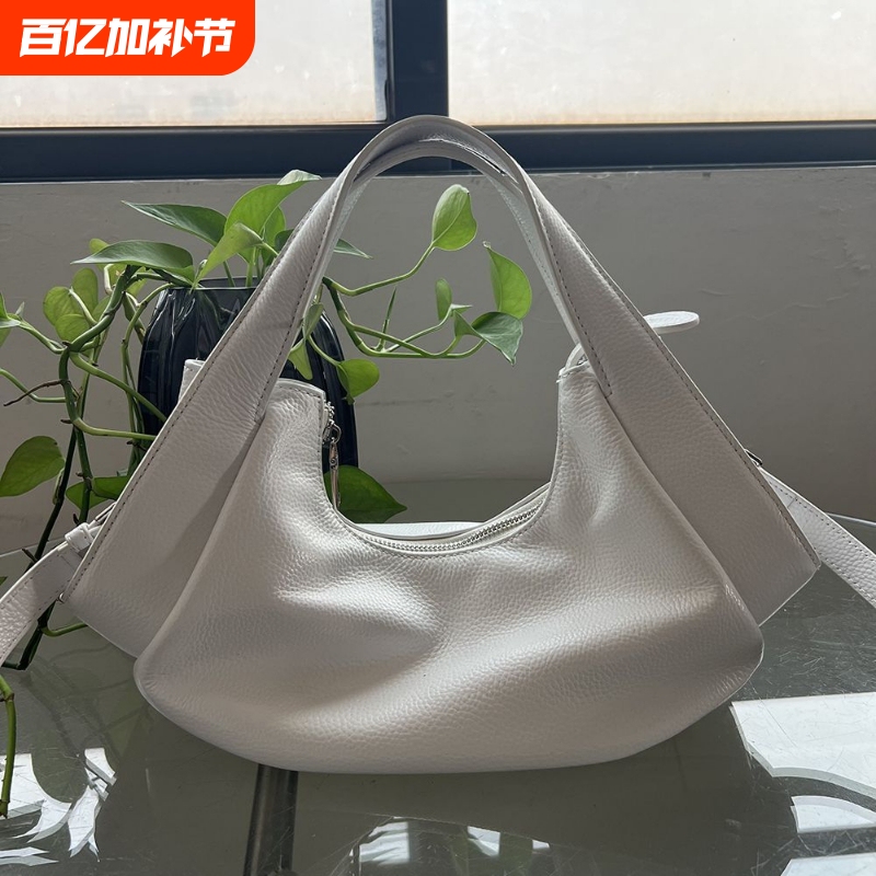 2025 Genuine Leather Casual Dumpling Bag Fashion Women's Large Capacity Relaxed Vintage Commuter Crossbody Shoulder Bag