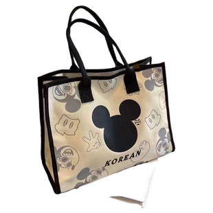 帆布包女大容量2024新款卡通米奇单肩包妈咪手提袋学生百搭托特包