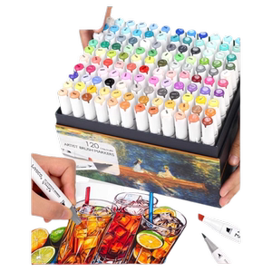 Marco马可雷诺阿马克笔60色/120色画笔美术设计专用进口海绵双头软头酒精彩色笔动漫漫画房屋绘画专业马克笔