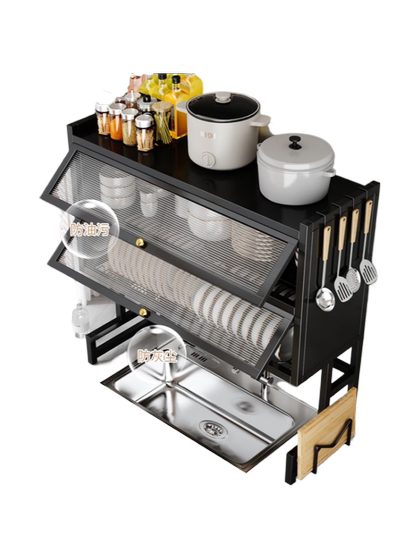 厨房水槽置物架洗碗槽台面防尘碗柜收纳多功能餐具储物沥水架双层