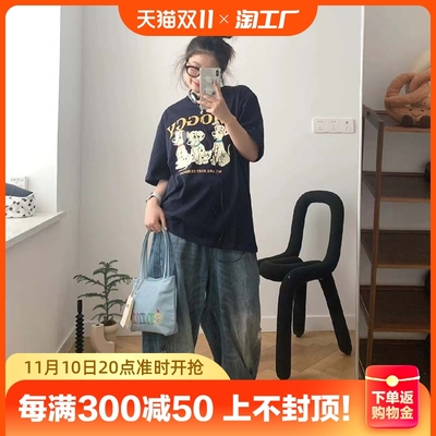 taobao agent Summer retro cute brand short sleeve T-shirt, American style, couple clothing for lovers