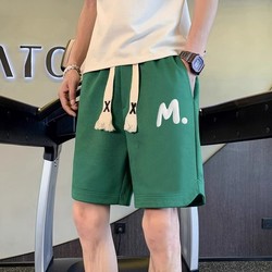 Summer shorts men's green trendy brand casual sports pants ກາງເກງຫ້າຈຸດ 2024 ແບບໃຫມ່ກາງເກງກາງເກງກາງເກງຂະຫນາດໃຫຍ່ວ່າງ