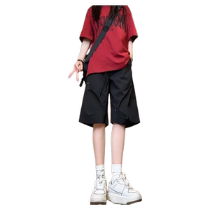 褶皱尼龙工装短裤男速干防水冲锋裤子铆钉设计感运动五分休闲中裤