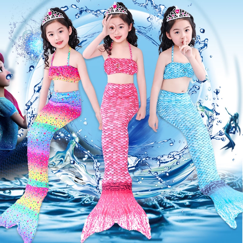 Mermaid Clothes for Kidsren, Fish Tail, Girls' Mermaid Princess Dress, Swimming Color Halloween Costume