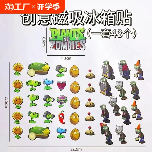 Магнит на холодильник, магнитные мощные мультяшные растения против зомби, наклейка из ПВХ