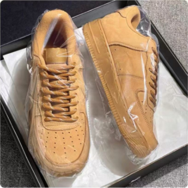 Putian Pure Original Af1 Air Force Wheat-Colored Low-Top High-Quality Sneakers for Men and Women, Couple Sports Shoes, Casual Sneakers