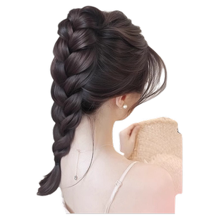 假发辫子女新中式抓夹高马尾编发麻花辫仿真半扎发型增发头发自然