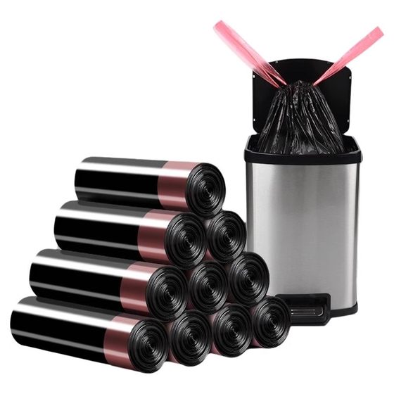 抽绳垃圾袋加厚家用厨房大号黑色塑料袋手提式垃圾袋子特厚办公室