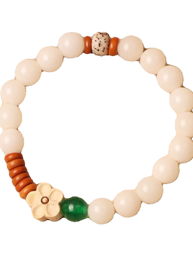 新中式国潮轻奢白玉菩提根男女手串文玩菩提子佛珠学生手链配饰