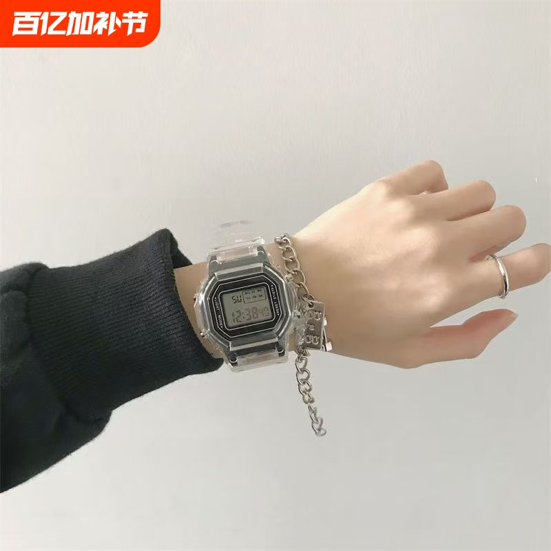 Unicorn Transparent Small Square Electronic Watch for Men and Women, Trendy Square Student Watch, Niche High-Value Sports Watch