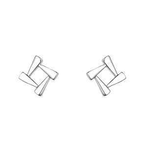 不规则方块耳钉一对装