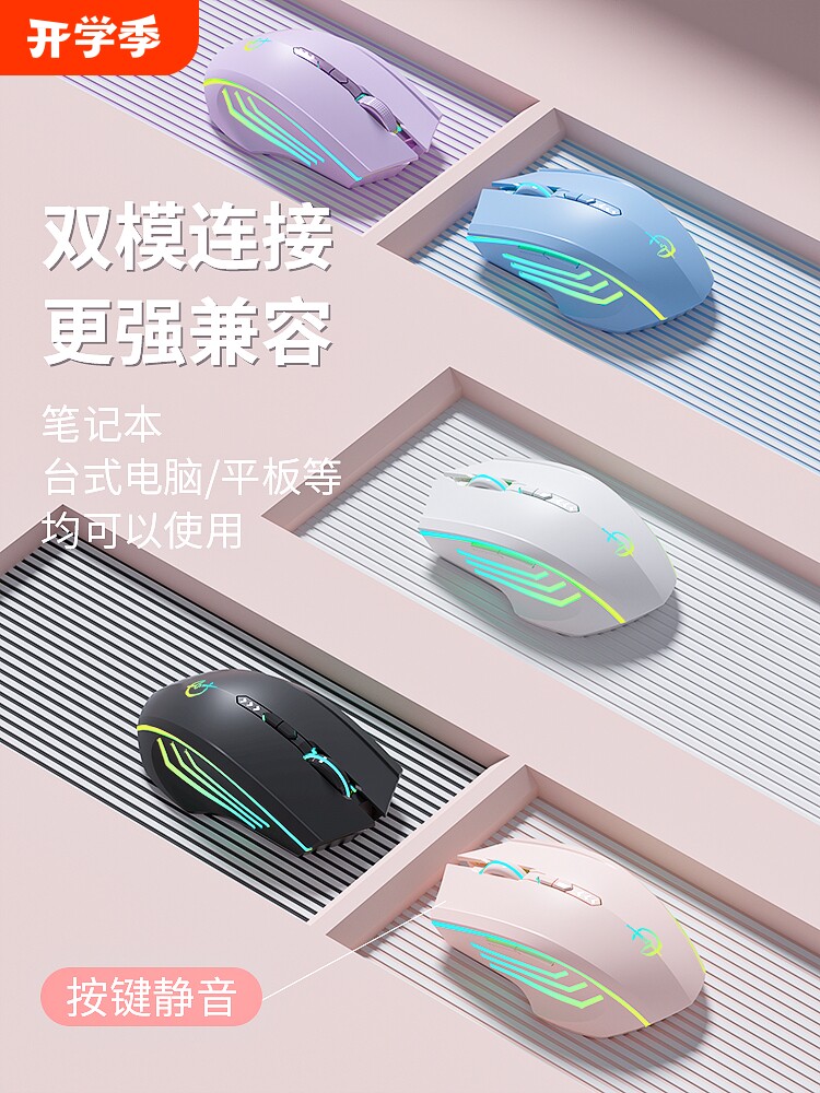 Мышь, беспроводная Bluetooth, бесшумная, бесшумный, перезаряжаемый, игровой, для игр, для офиса, для настольного компьютера, для ноутбука, универсальный Изображение 1