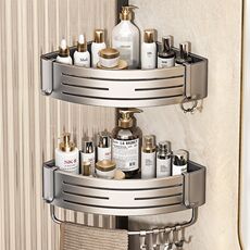 полочка для ванной 浴室三角架卫生间墙上置物架厕所洗澡壁挂免打孔收纳厨房墙角上墙 No brand