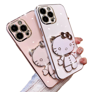 补妆镜带支架适用苹果14Pro手机壳iPhone13promax保护套11pm新款全包8plus防摔12por女潮7硅胶高级感可爱女生