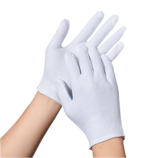 白手套纯棉礼仪薄款珠布工作男女干活劳保耐磨纱线耐用作业上班