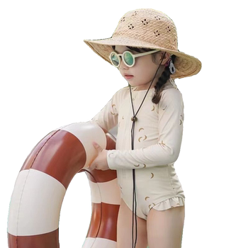 ເດັກຍິງ summer ຊຸດລອຍນ້ໍາແຂນຍາວຫນຶ່ງສິ້ນໄວເດັກນ້ອຍແຫ້ງໄວແຄມທະເລປ້ອງກັນແສງແດດເຄື່ອງນຸ່ງເດັກຍິງລອຍນ້ໍາທີ່ແຕກຫັກຊຸດລອຍນ້ໍາຫນ້າຮັກ