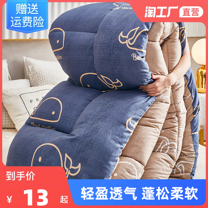 Quilt quilt core thickened warm winter quilted by cotton quilted by dormitory Single spring autumn by the Four Seasons General air conditioning by summer cool quilted by man-Taobao