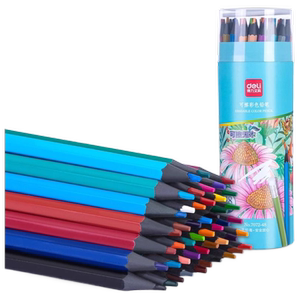得力彩铅绘画小学生专用48色油性水溶性24色铅笔彩色手绘涂色笔套装可擦儿童彩笔画笔36色12色专业彩绘填色