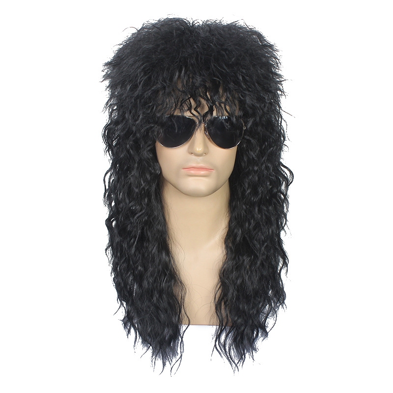 Amazon's Best-Selling European and American Men's Wigs, 80S Punk Long Curly Hair, Halloween Rock Wigs, Dropshipping