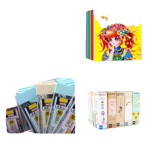 NEW公主涂色画随机1本+黑蓝红中性笔笔芯 随机装10支+自动铅笔铅芯0.7