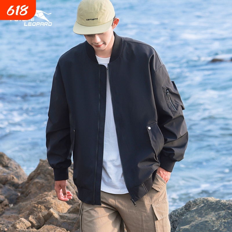 Leopard 2025 Spring and Autumn Baseball Jacket for Men, Men's Casual Outerwear, Autumn Coat, Men's Black Windproof Jacket