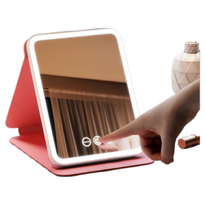 led化妆镜学生宿舍带灯台式桌面可立折叠便携补光梳妆翻盖小镜子