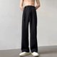 Naples drapey ice silk trousers men's summer thin high-end handsome trousers straight wide-leg casual long trousers