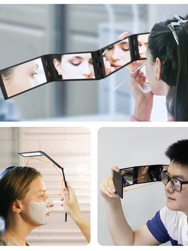 다기능 4면 접이식 거울 셀프 이발 후두부 거울 휴대용 수납식 화장 거울 휴대용