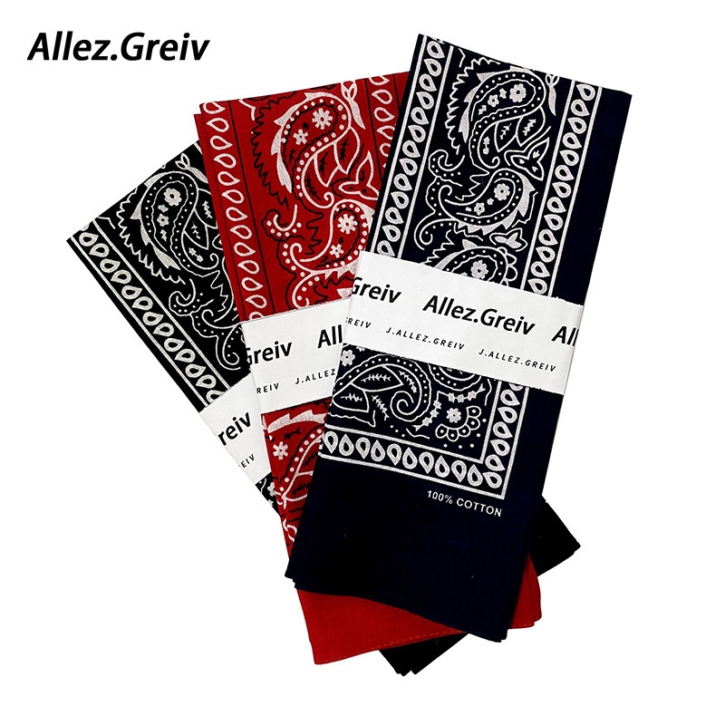 100% Pure Cotton European and American Style Retro Headscarf, Suitable for Couples, Bandana Small Square Scarf, Street Hip-Hop Scarf