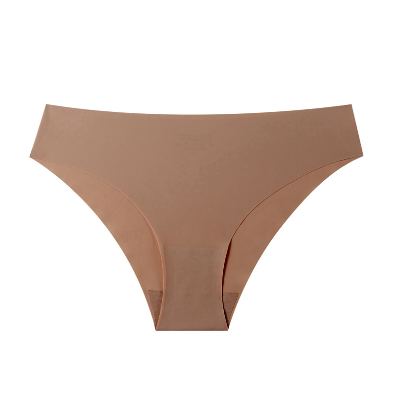 Girls' Low-Waist Triangle Panties, Sexy Ultra-Thin Ice Silk Seamless Shorts, Invisible One-Piece Cotton Crotch, Solid Color, Large Size