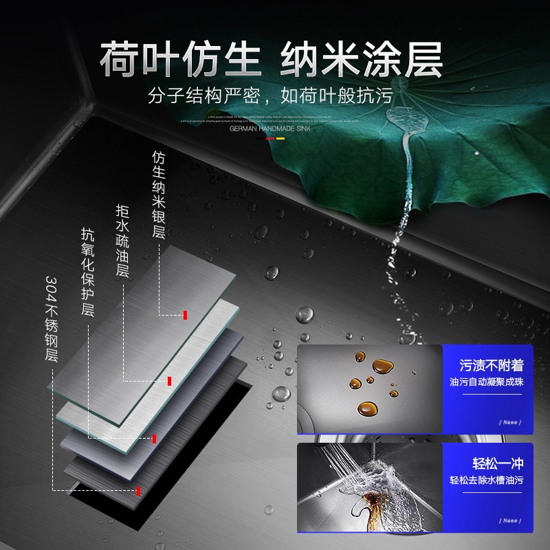 Wholesale Nano Silver 304 Stainless Steel Household Vegetable Washing Basin Under-Counter Wash Basin Kitchen Sink Single Sink Dishwashing Basin