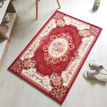 European style carpet, chenille woven jacquard classical carpet floor mat, living room entry kitchen water-absorbent anti-slip carpet