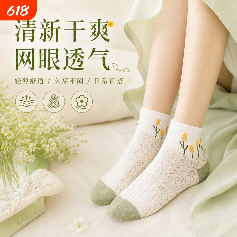 Women's Short Socks, Spring and Summer Thin Style, Japanese Fresh Style, Girly Low-Cut Socks, Fresh and Natural Style, High Aesthetic Value Women's Short Socks, Spring and Summer Thin Style, Japanese Fresh Style, Girly Low-Cut Socks, Fresh and Natural Style, High Aesthetic Value