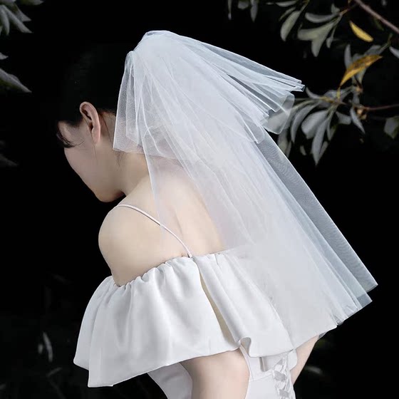 베일 신부 소유자 이중 계층 결혼 등록 제안서 슈퍼 요정 소사이어티 웨딩 드레스 푸른 스타일 여행 사진 소품