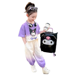 女童套装衣服夏季夏装2026新款女宝宝洋气时髦儿童短袖库洛米薄款