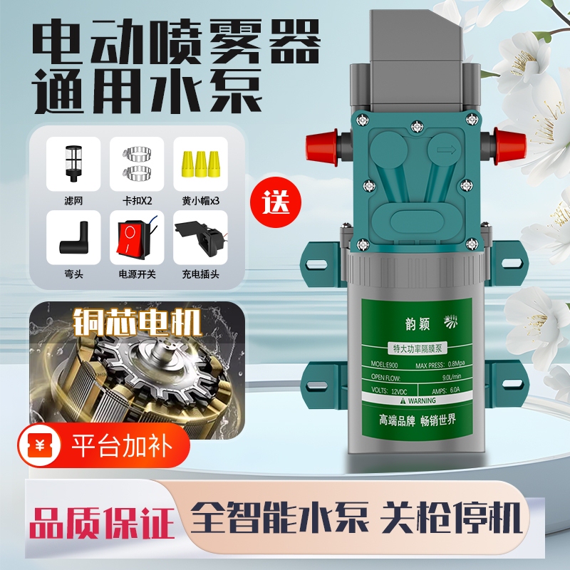 Electric Sprayer High-Pressure Pump 12V Motor Accessories Complete Set Pesticide Sprayer Water Pump Diaphragm Pump Booster Pump Switch
