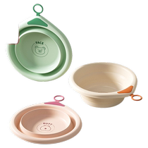 Baby foldable washbasin for children to wash their farts. Three-piece set of small basins for newborn babies. Folding basins