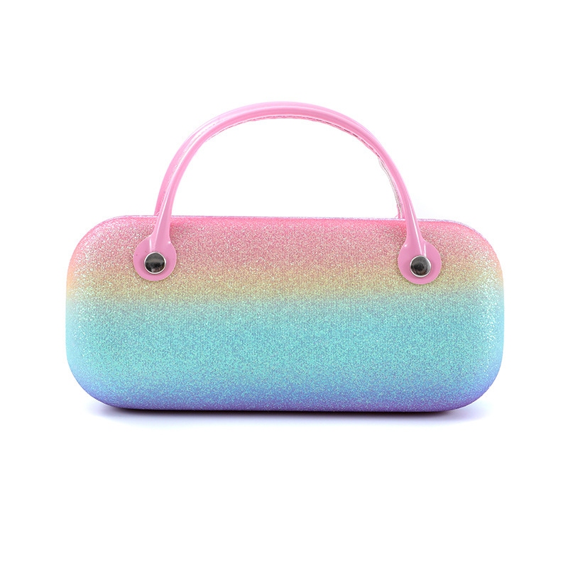 New in Stock Portable Anti-Pressure Folding Glasses Case Children's Handbag Coin Purse Rainbow Color Glasses Case