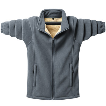 ເສື້ອຢືດ Sherpa velvet ລະດູຫນາວຂອງຜູ້ຊາຍໄວກາງຄົນແລະຜູ້ສູງອາຍຸບວກກັບ velvet thickened ຂະຫນາດຂະຫນາດໃຫຍ່ fleece jacket ອົບອຸ່ນ polar fleece ພໍ່ຂອງ padded ເຄື່ອງນຸ່ງຫົ່ມ
