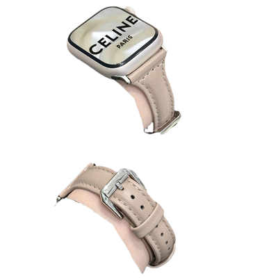 【高级小众】适用iwatch s9苹果手表表带apple watch87se6541代细小蛮腰Ultra2真牛皮质男女生新款潮牌