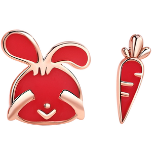 胡萝卜与兔子s925银耳钉小众设计感银耳饰品耳环养耳洞送女友礼物