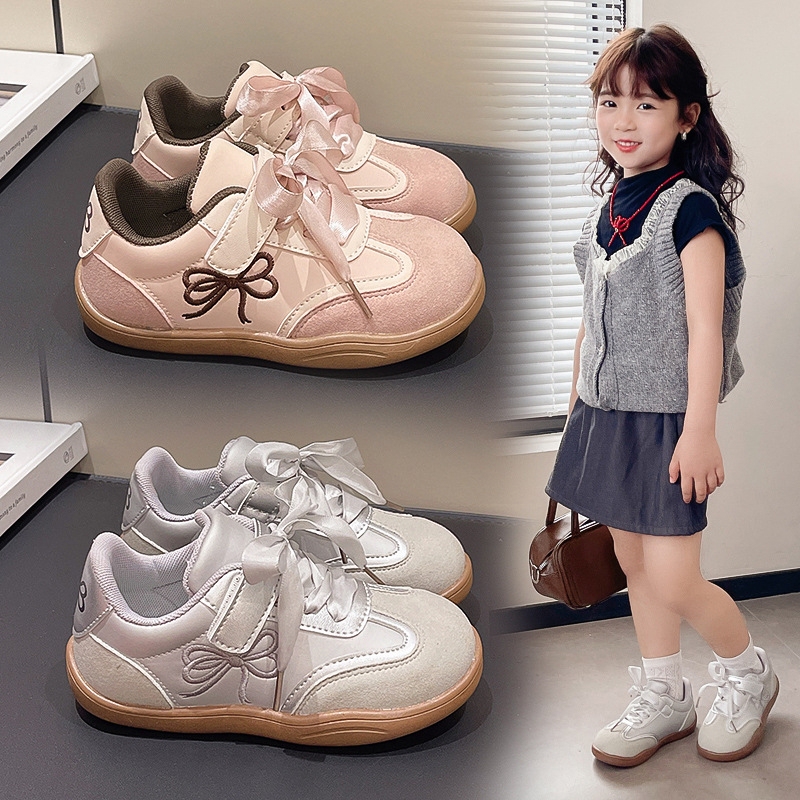 Girls' Shoes Autumn 2026 New Model Children's Sports Shoes Big Kids' German Training Shoes Sneakers Silver Girls' Flats