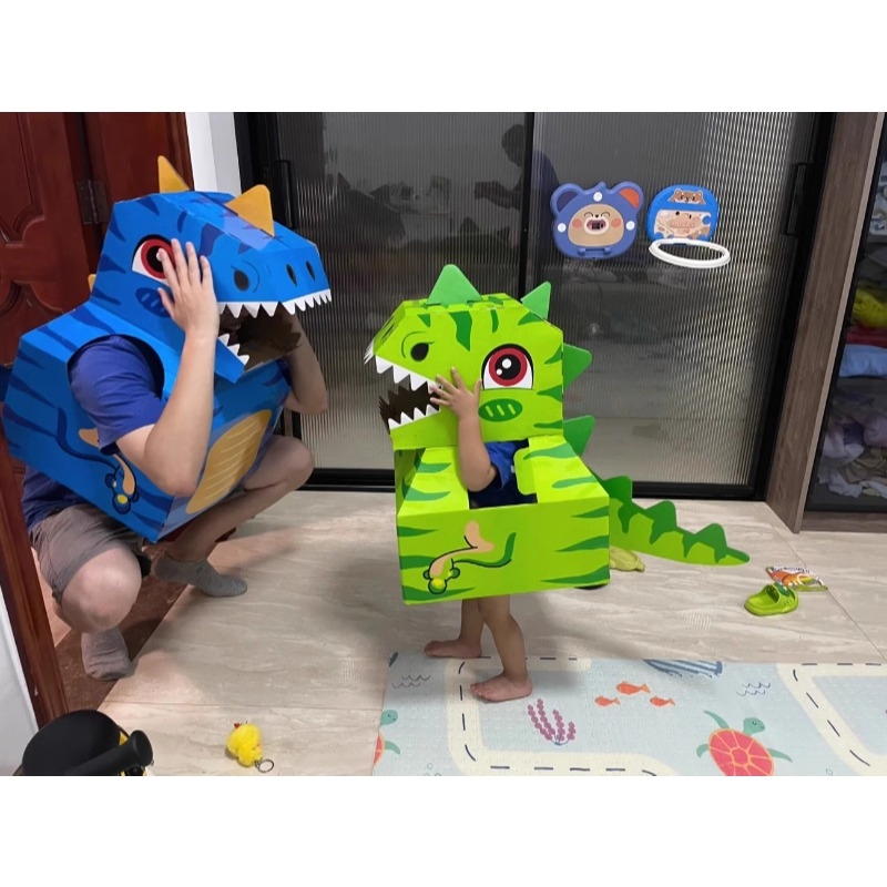 Cardboard Box Dinosaur Toy Wearable Kindergarten DIY Materials Children's Handmade Paper Box Paper Shell Parent-Child Activity