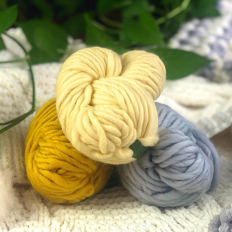 Medium-Thick Merino Wool Yarn, Hand-Dyed Twisted Yarn, Hand-Woven Boiled-Dyed Yarn, Merino Wool Yarn