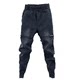 Trendy Men's New Grey Jeans Spring and Autumn Legged Pants Harem Pants Embroidered Splicing Slim Fit Small Foot Casual Pants