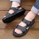 Sandals Men's 2024 New Beach Shoes Men's Summer External Wear Breathable Anti-Slip Anti-odor Dad Sandals Thick Sole