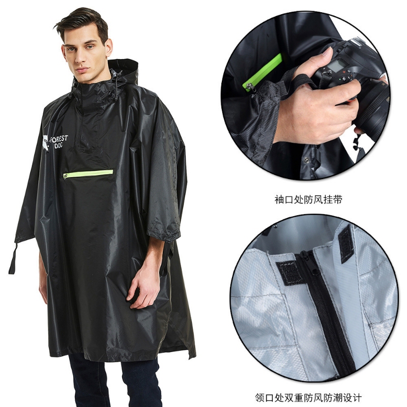 Amazon Cross-Border 3-in-1 Poncho Raincoat for Outdoor Hiking, Mountaineering, Camping, Lightweight Tarp Tarpaulin