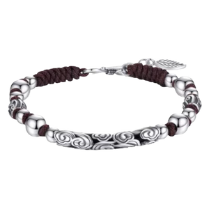 vana祥云纹手链男925银国潮编织绳七夕情人节生日礼物送男友老公